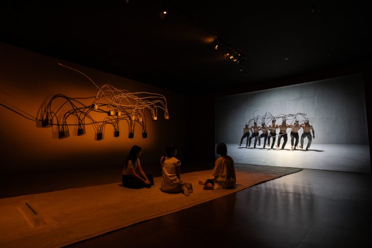 Installation view of ‘Yee I-Lann_ Mansau-Ansau’ at SAM at Tanjong Pagar Distripark. Image courtesy of Singapore Art Museum.